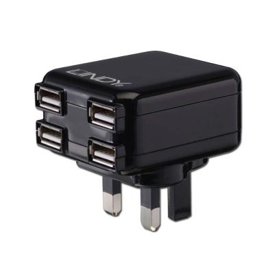 4 Port USB UK Mains Charger 1A / 10.5W Black